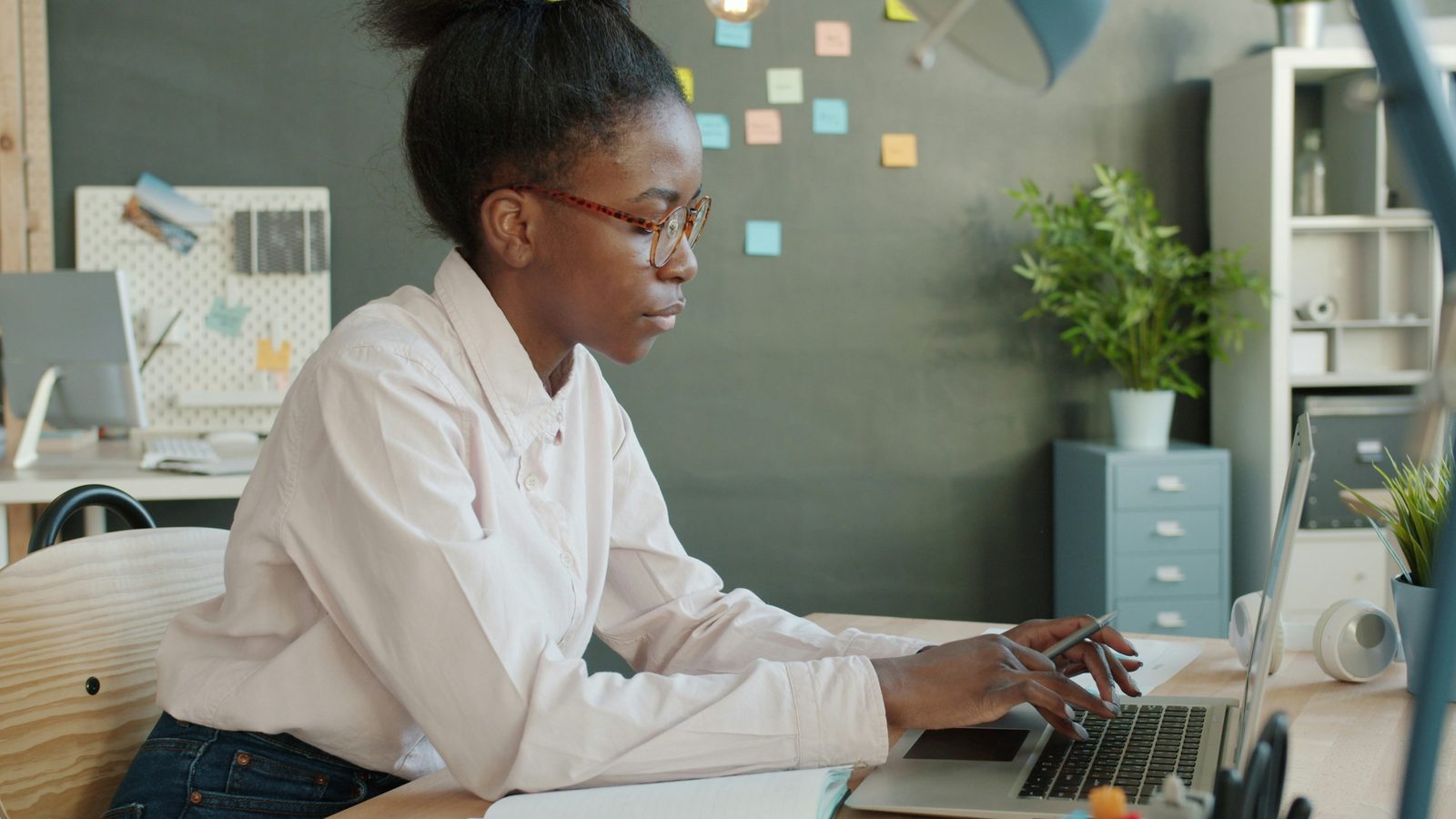 HR professional working through employee records