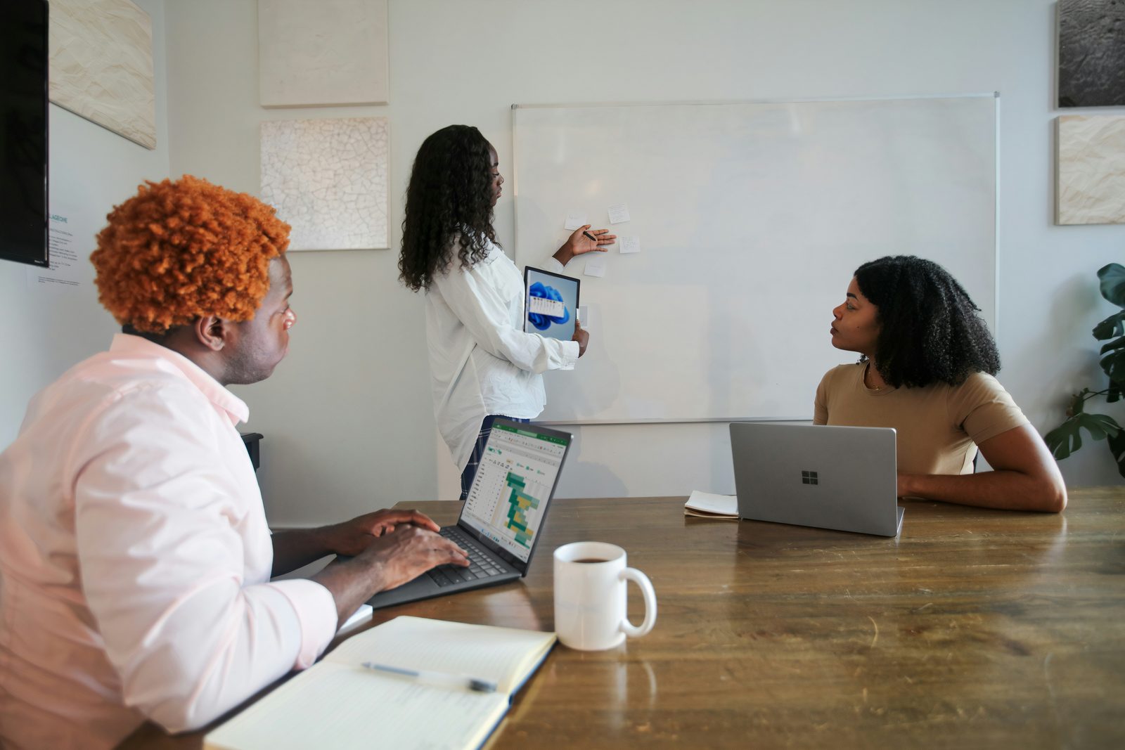 Growing team planning work around a table